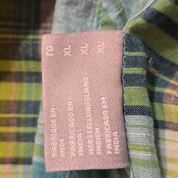Columbia green and yellow plaid cotton button-down shirt Sz XL - Picture 9 of 10